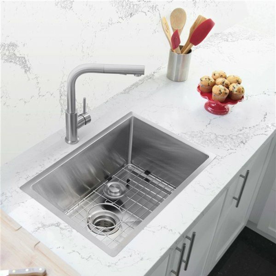 * Stylish 28-In Steel Single Bowl Dualmount Kitchen Sink With Grid And Strainer Classical | Kitchen Sinks