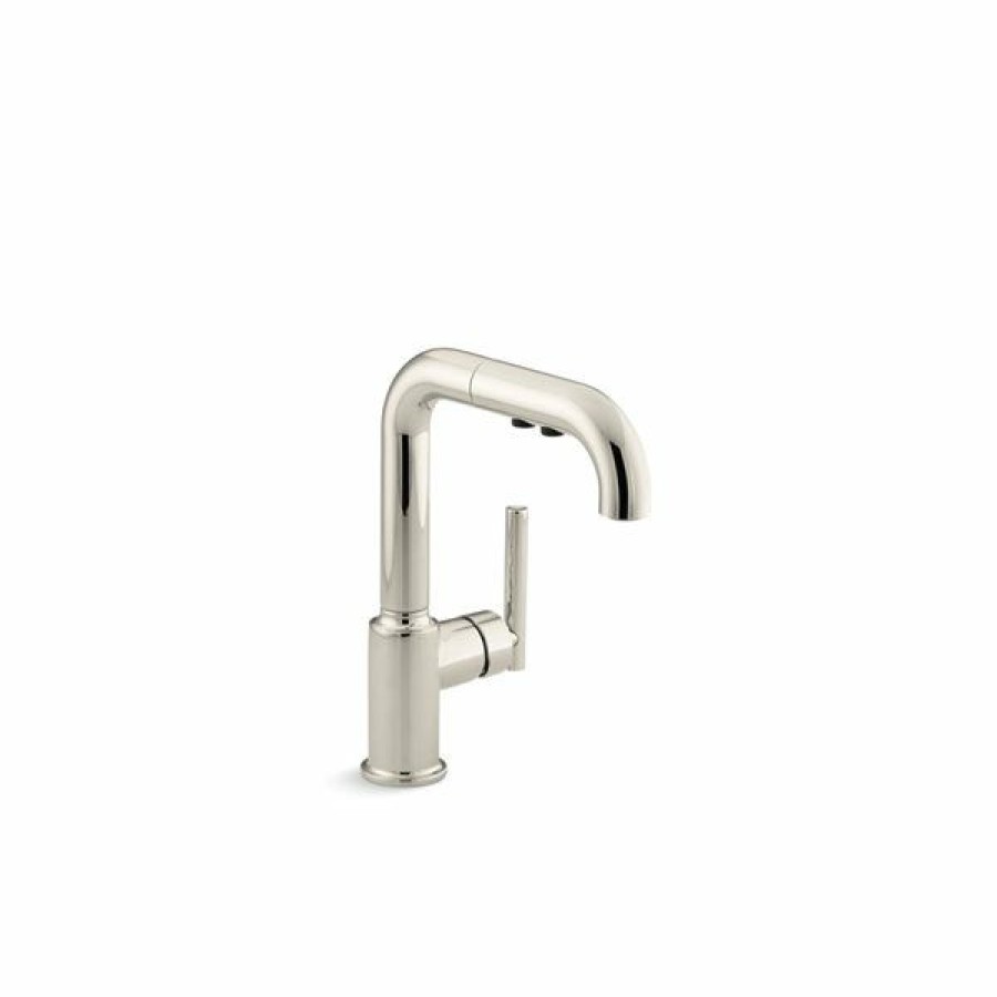 * Kohler Purist Nickel Single-Hole Kitchen Sink Faucet With 7-In Pull-Out Spout Discount | Kitchen Faucets