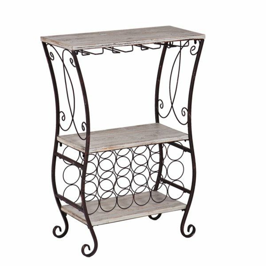 * Southern Enterprises Grey Fir Wood And Antique Metal Wine Rack Clearance | Wine Storage