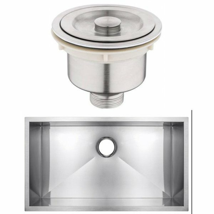 * Shop American Imaginations 18-In X 27-In Stylish Brushed Nickel Single Bowl Drop-In Residential Kitchen Sink | Kitchen Sinks