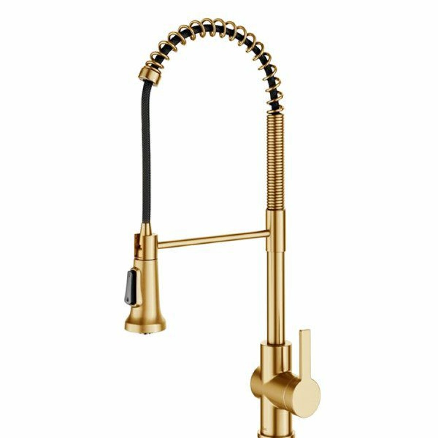 * Kraus Britt Style Pull-Down Single Handle Kitchen Faucet Brushed Brass Classical | Kitchen Faucets