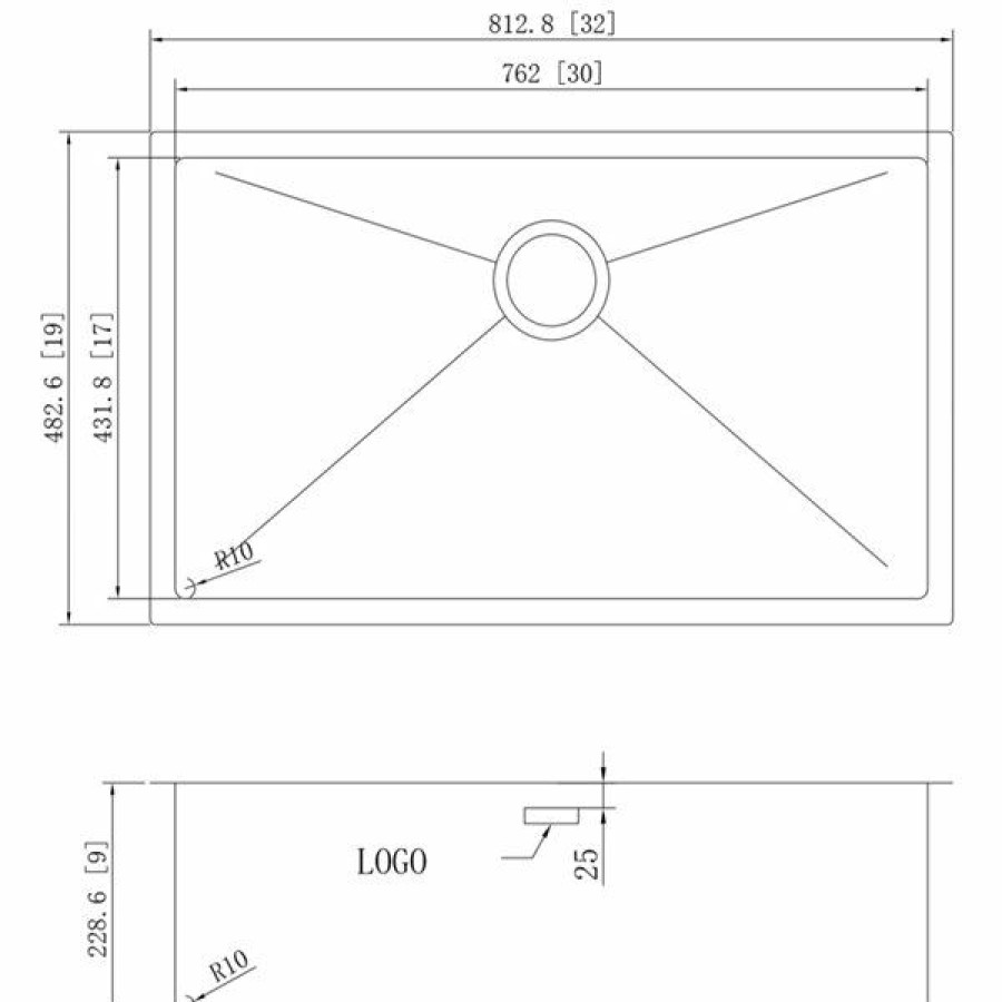 * Attractive American Imaginations Undermount Single Sink 32 X 19 Stainless Steel | Kitchen Sinks