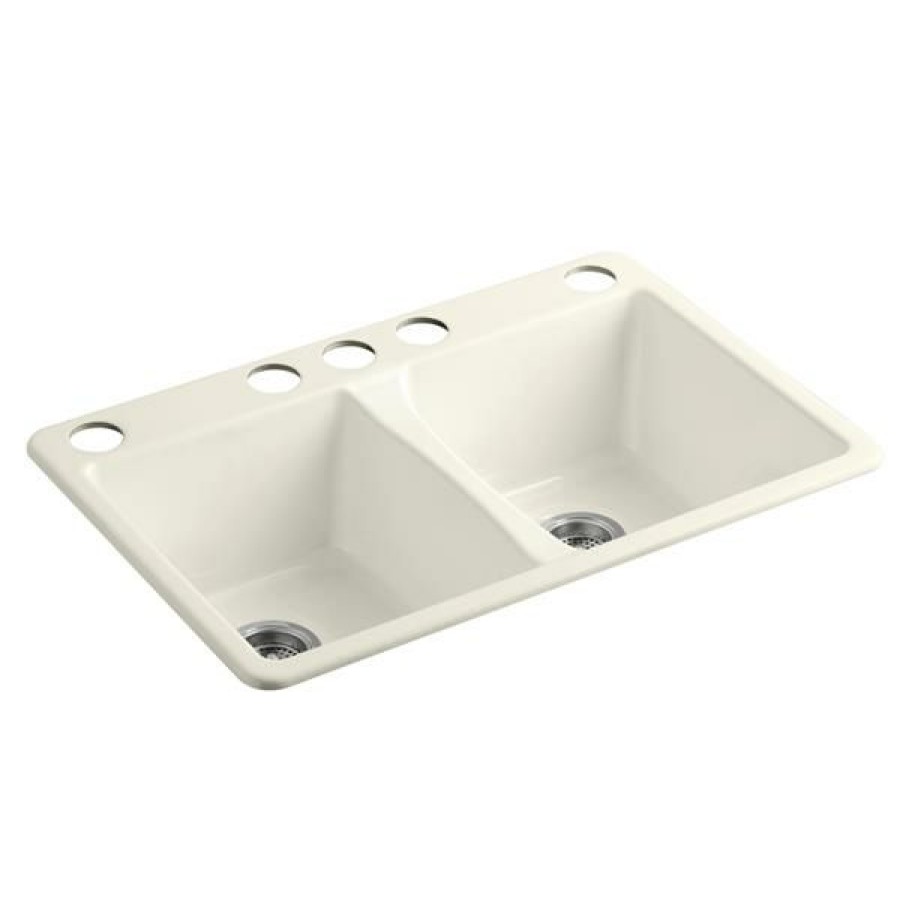 * Kohler Deerfield Undermount Double Kitchen Sink 33-In Biscuit Cheap | Kitchen Sinks