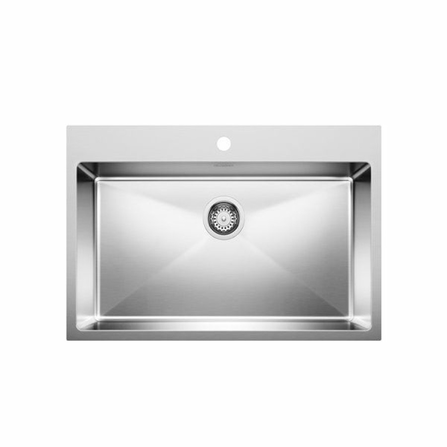 * Blanco Quatrus Drop-In 31.25-In X 20.5-In Brushed Single Bowl 1-Hole Kitchen Sink Online | Kitchen Sinks