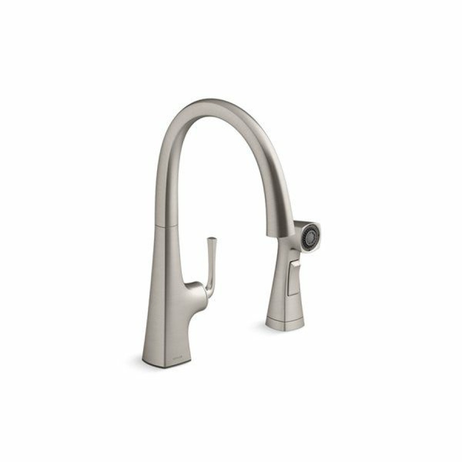 * Kohler Graze Stainless Steel Kitchen Sink Swing Spout Faucet With Sidespray Top Sellers | Kitchen Faucets