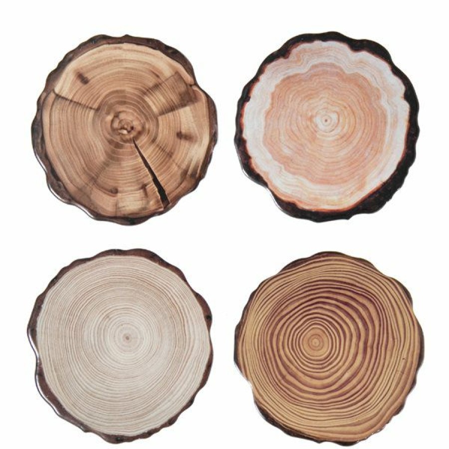 * Ih Casa Decor Round Ceramic Coaster (Wood Log) 4-Piece Less Expensive | Kitchenware