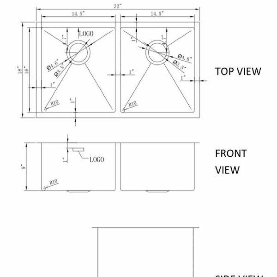 * Bestsellers American Imaginations Double Sink 32 X 18 Chrome | Kitchen Sinks