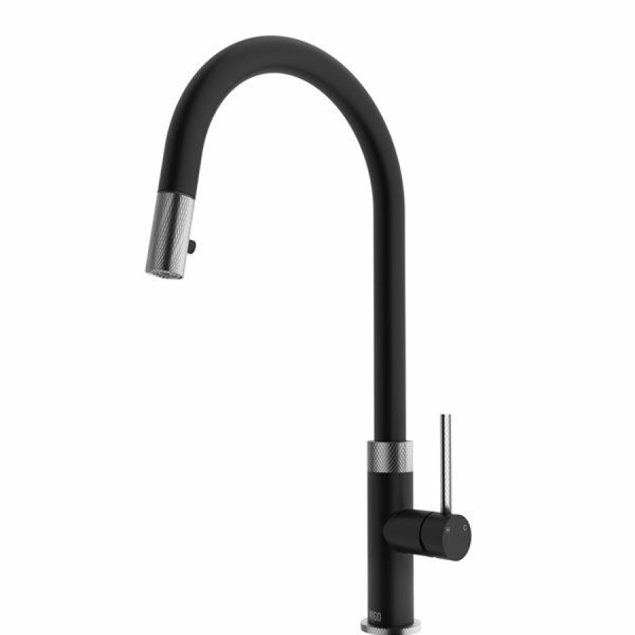 * Vigo Bristol 1-Handle Deck Mount Pull-Down Handle/Lever Commercial/Residential Kitchen Faucet, Stainless Steel/Matte Black Discounts | Kitchen Faucets