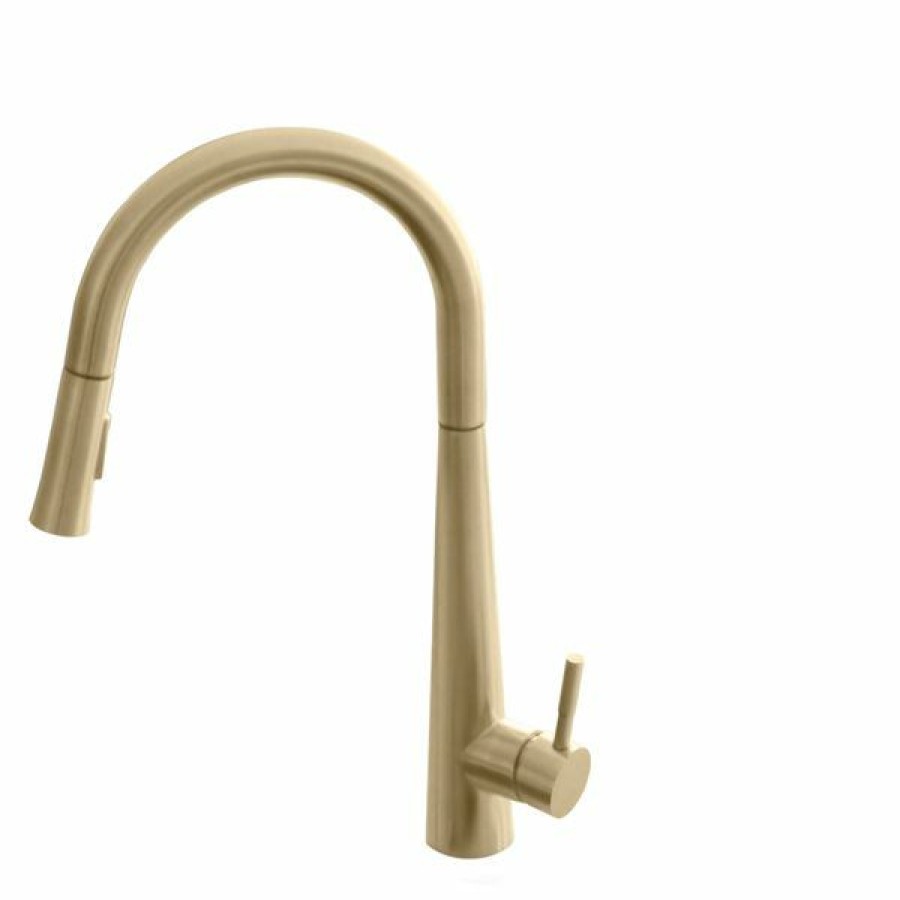 * Premium Stylish Brushed Gold 1-Lever Deck Mount High-Arc Kitchen Faucet | Kitchen Faucets