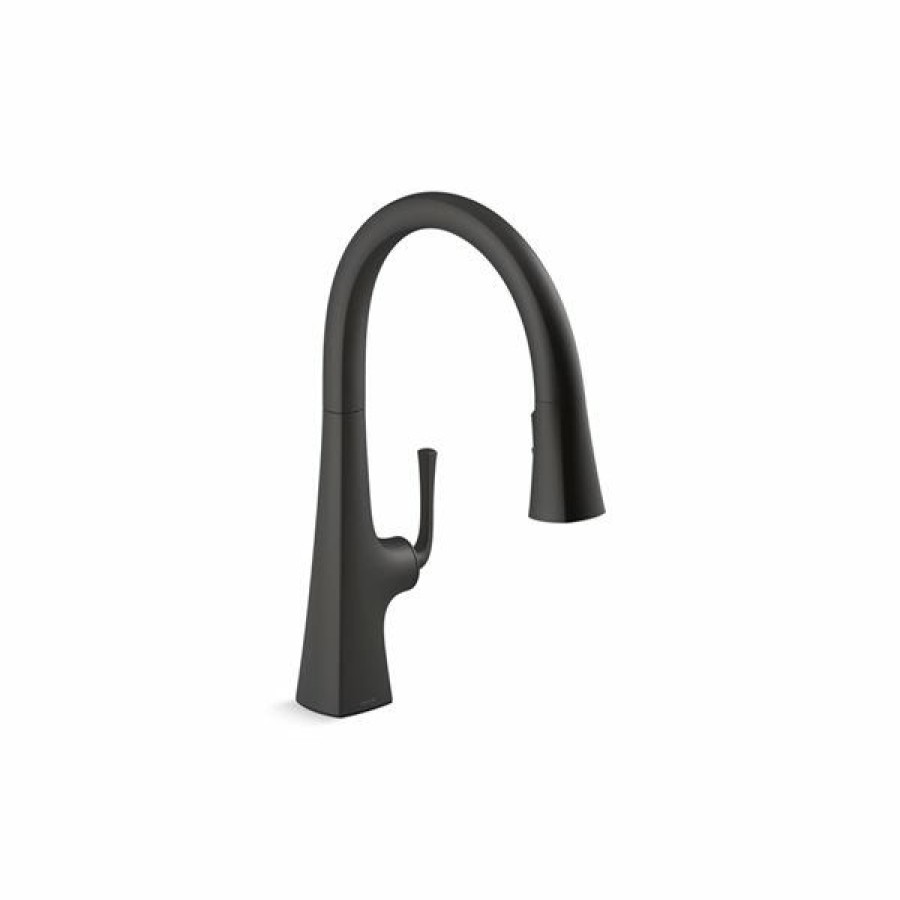 * Outlet Kohler Graze Black Pull-Down Kitchen Sink Faucet With Three-Function Sprayhead | Kitchen Faucets