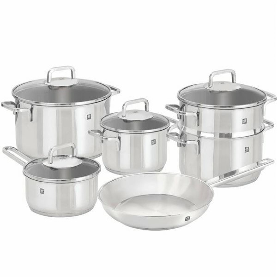 * Zwilling Quadro Silver Stainless Steel Cookware Set With Lids 6-Piece Less Expensive | Kitchenware